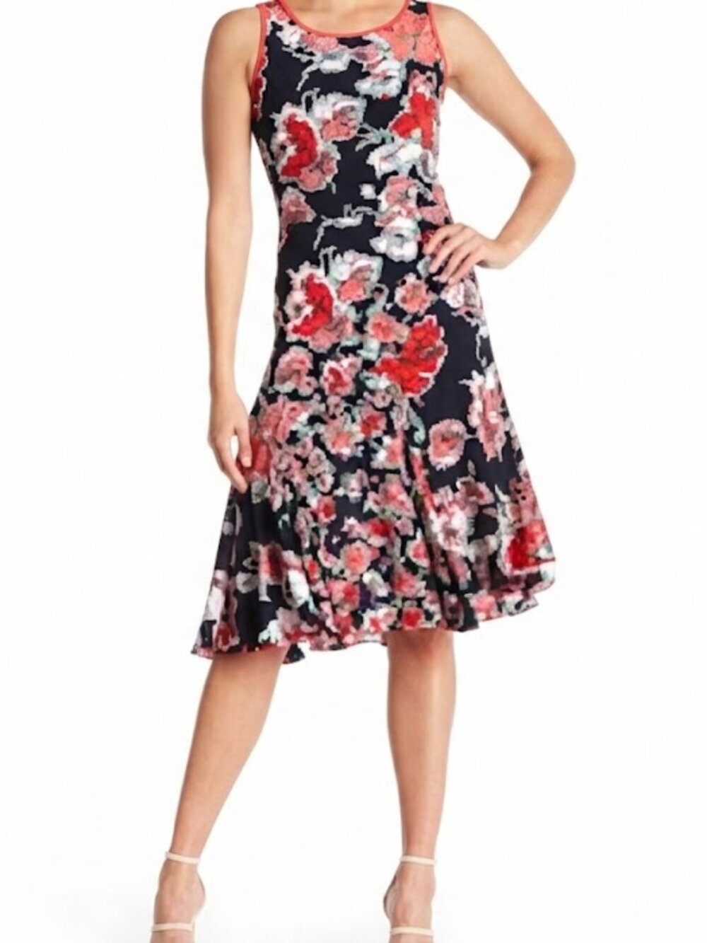 GREY Jason Wu 100% Silk Floral Sleeveless Asymmetrical Dress Size 10